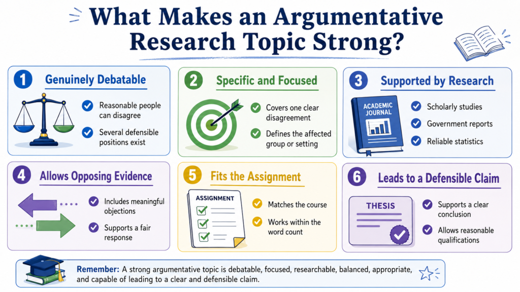 Qualities of a focused and debatable argumentative research paper topic
