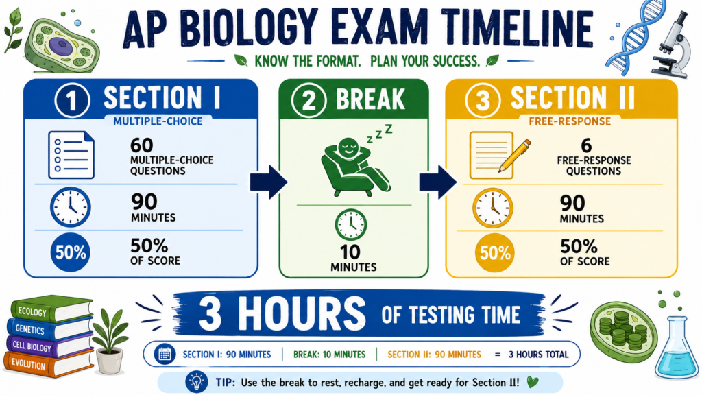 AP Biology Exam length and section timing breakdown