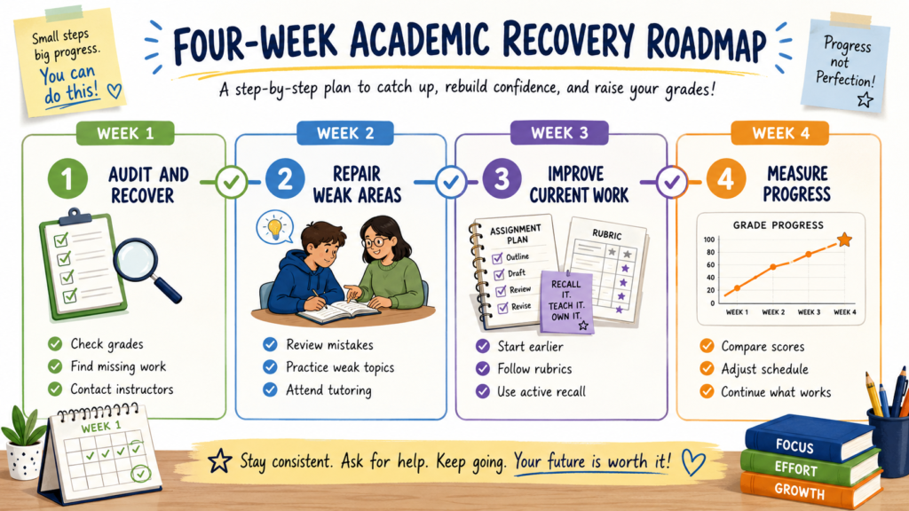 Four-week grade recovery plan for students falling behind