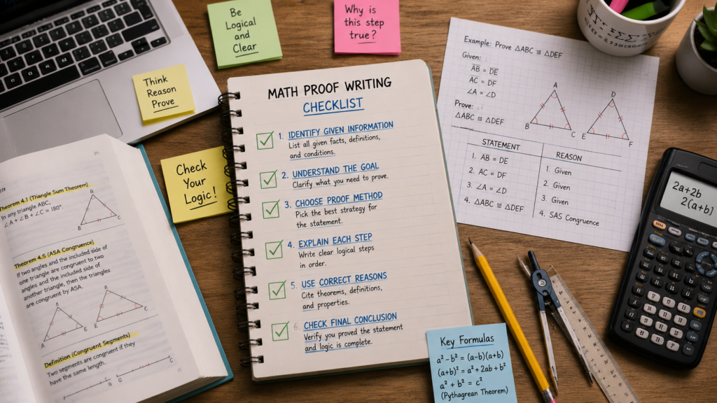 Math proof writing checklist for students improving proof skills