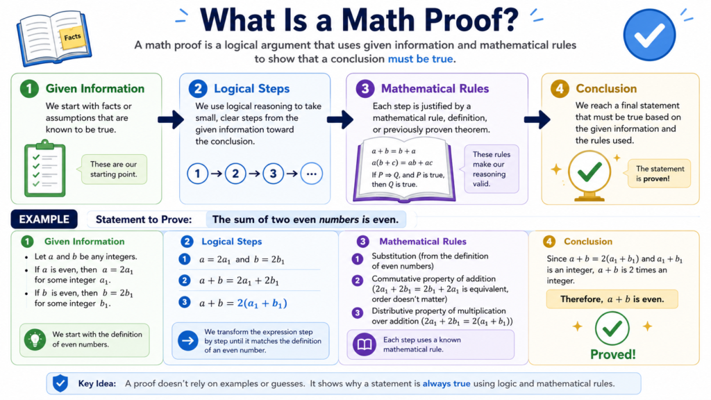 Math proof structure showing logic from given information to conclusion