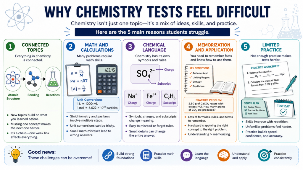Common reasons chemistry tests feel difficult for students