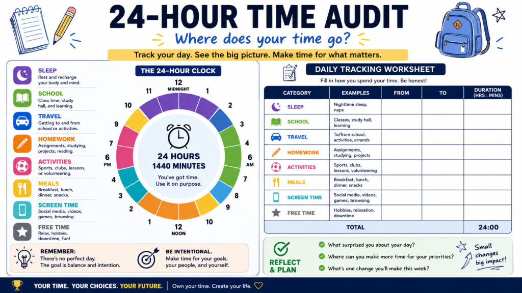 24-hour time audit activity for high school students