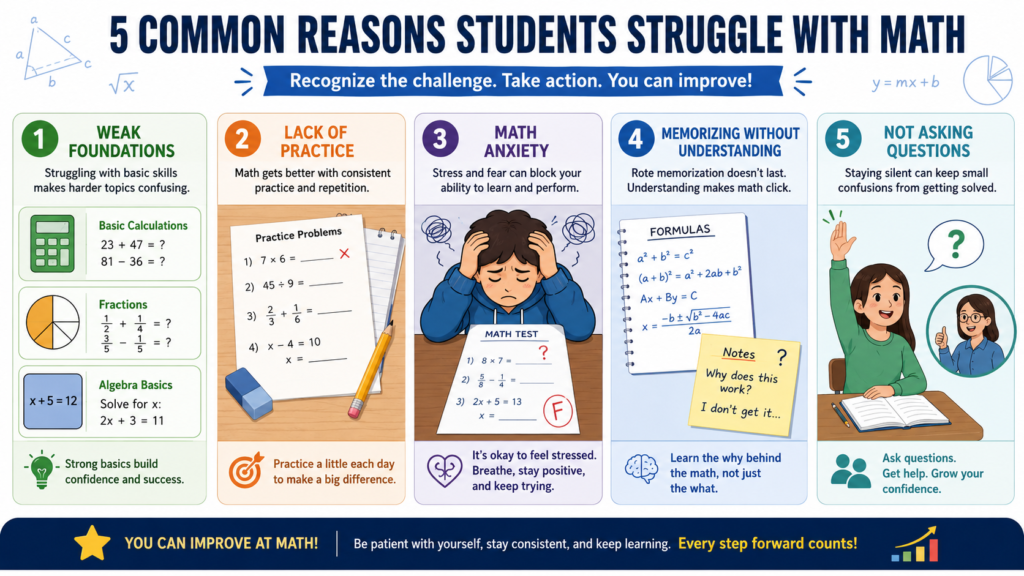 Common reasons students struggle with math and how to improve